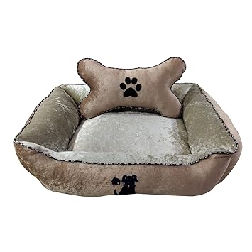 Emily Pets Dog Beds Large Washable Pet Basket Orthopedic Kennel Bed for Large Dogs Velvet Cushion Blanket Beds (Chocolate Color -Large Size)