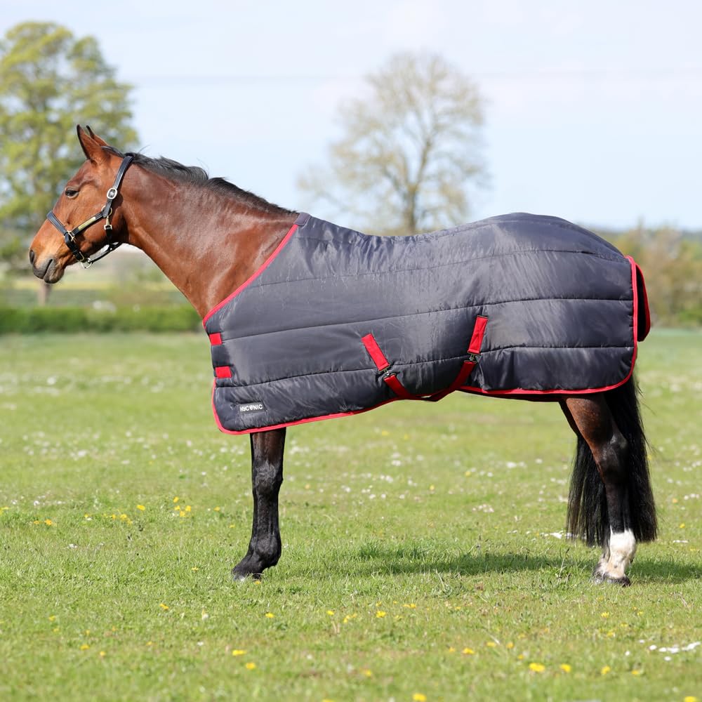 HY EQUESTRIAN HYCONIC 100g Stable Rug, Charcoal/Red (7'0")
