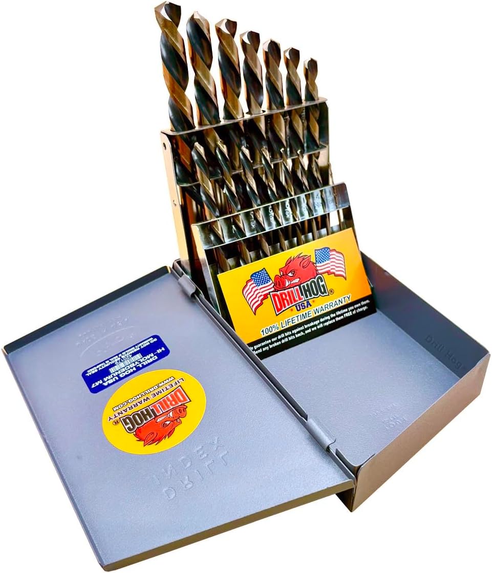 Drill Hog® 15 Pc Left Handed Drill Bit Set Screw Extractor EZ-OUT HI-Molybdenum M7