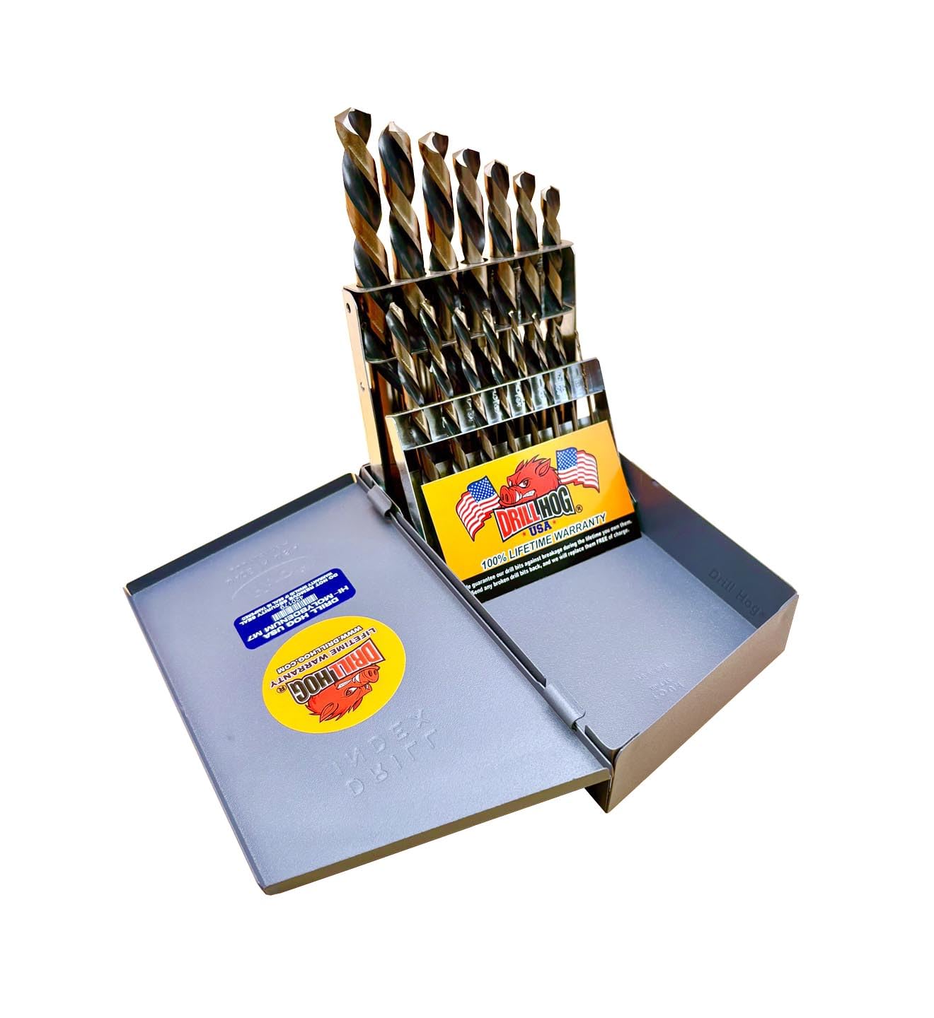 Drill Hog® 15 Pc Left Handed Drill Bit Set Screw Extractor EZ-OUT HI-Molybdenum M7