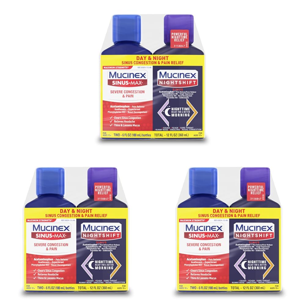 Mucinex Sinus-Max Severe Congestion & Pain & Nightshift Sinus, 2x6 FL OZ — Amazon image 18