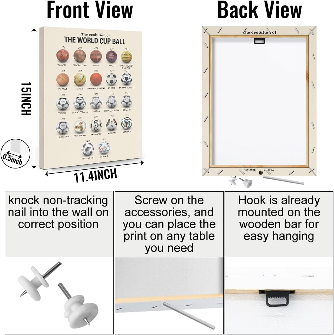 Soccer Gifts Canvas Wall Art Framed Art Football Gifts Football Room Decor Sports Paintings Soccer Coaches Gift Wall Decor Prints Picture for Boys Room Gallery Sports Club Home Decor 11.4×15 inch - Image 2