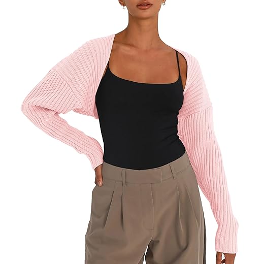 LILLUSORY Y2K Bolero FashionClothes Trendy Long Sleeve Cardigan Cropped Shrug 2023 Sweater Women Baby