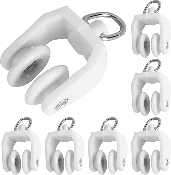 50pcs Curtain Track Rollers Hooks Ceiling Curtain Track Hooks Heavy-Duty Curtain Rail Pulleys Runners Drapery Rail Glid-ers with Hooks for Shower Curtain Window TracksColorWhite