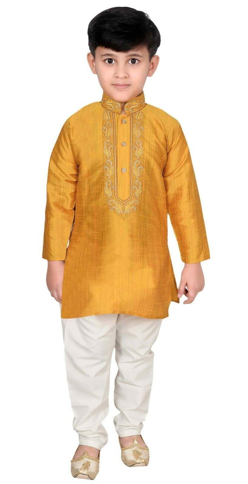 Desi Sarees Boys Kurta Contrast Trouser Sherwani Indian Wedding Wear 953 (4 yrs) Mustard