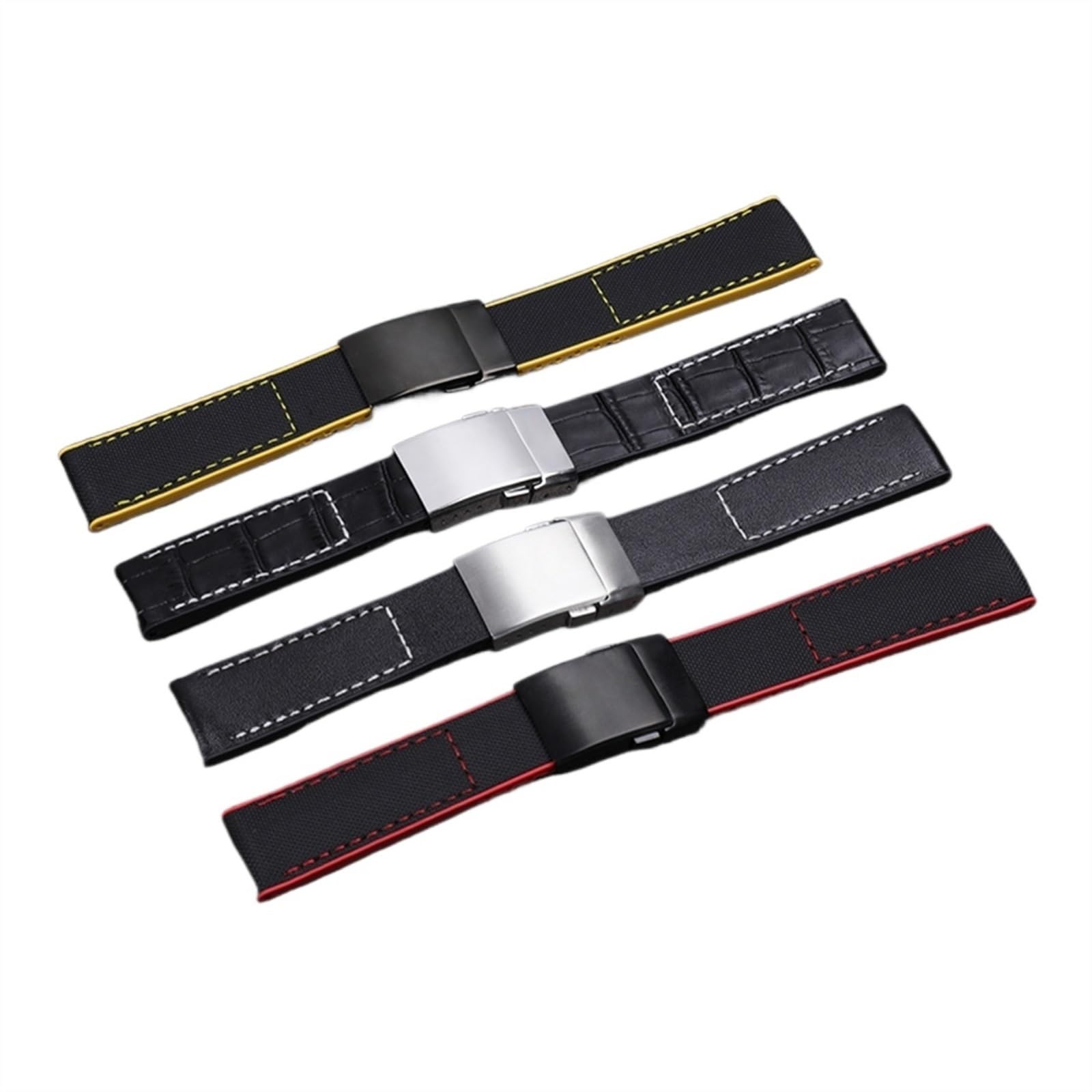 INEOUT Cinturino In Nylon Cinturino In Vera Pelle Compatibile Con Cinturino Breitling Fibbia Pieghevole Da 22 Mm 24 Mm