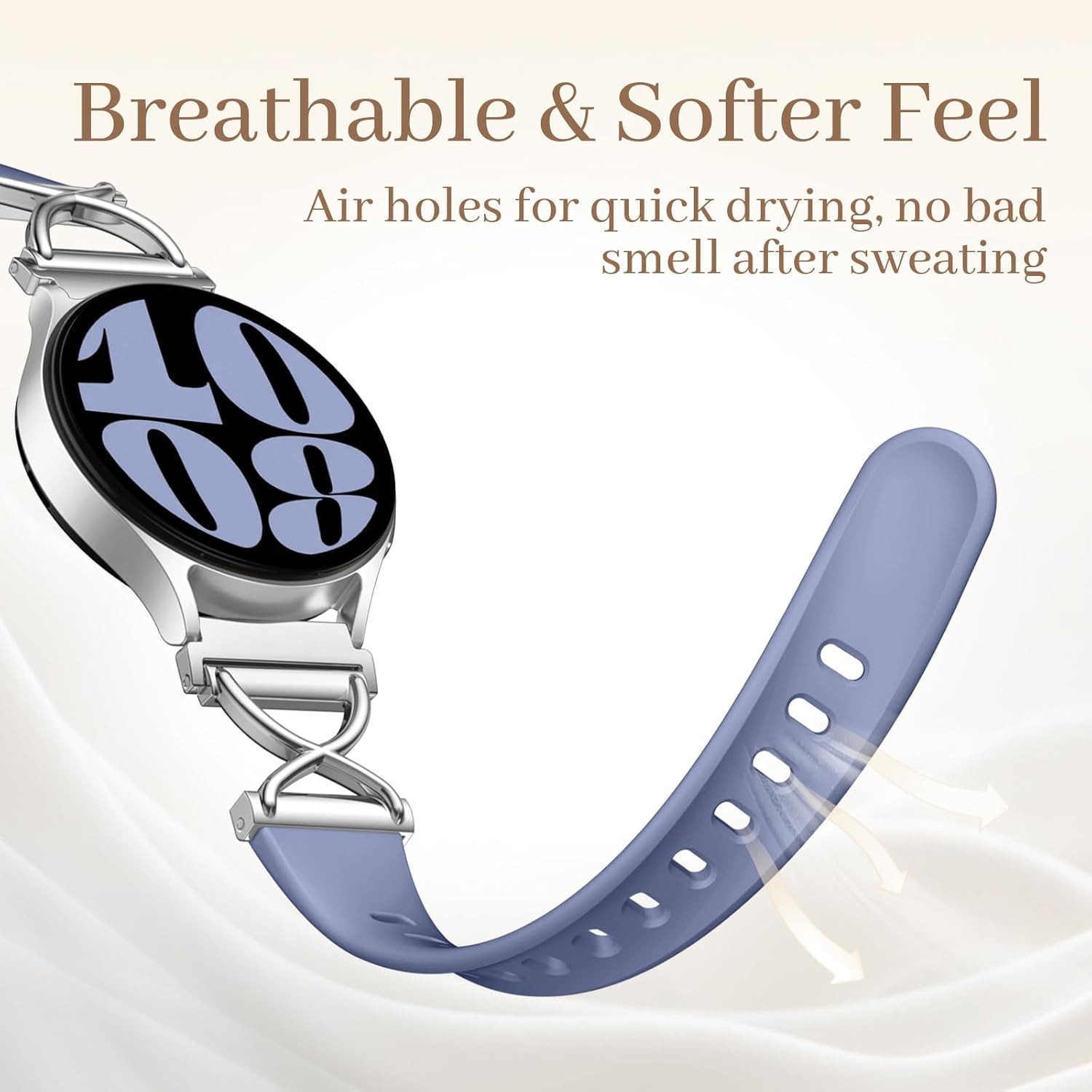 Getino Thin Bands Compatible with Samsung Galaxy Watch 7 Band 6 5 4 FE Active 2 40mm 44mm/Galaxy Watch 6 4 Classic/5 Pro, 20mm Watch Band Skinny Slin Silicone Sport Strap for Samsung Watch Bands Women - Image 3