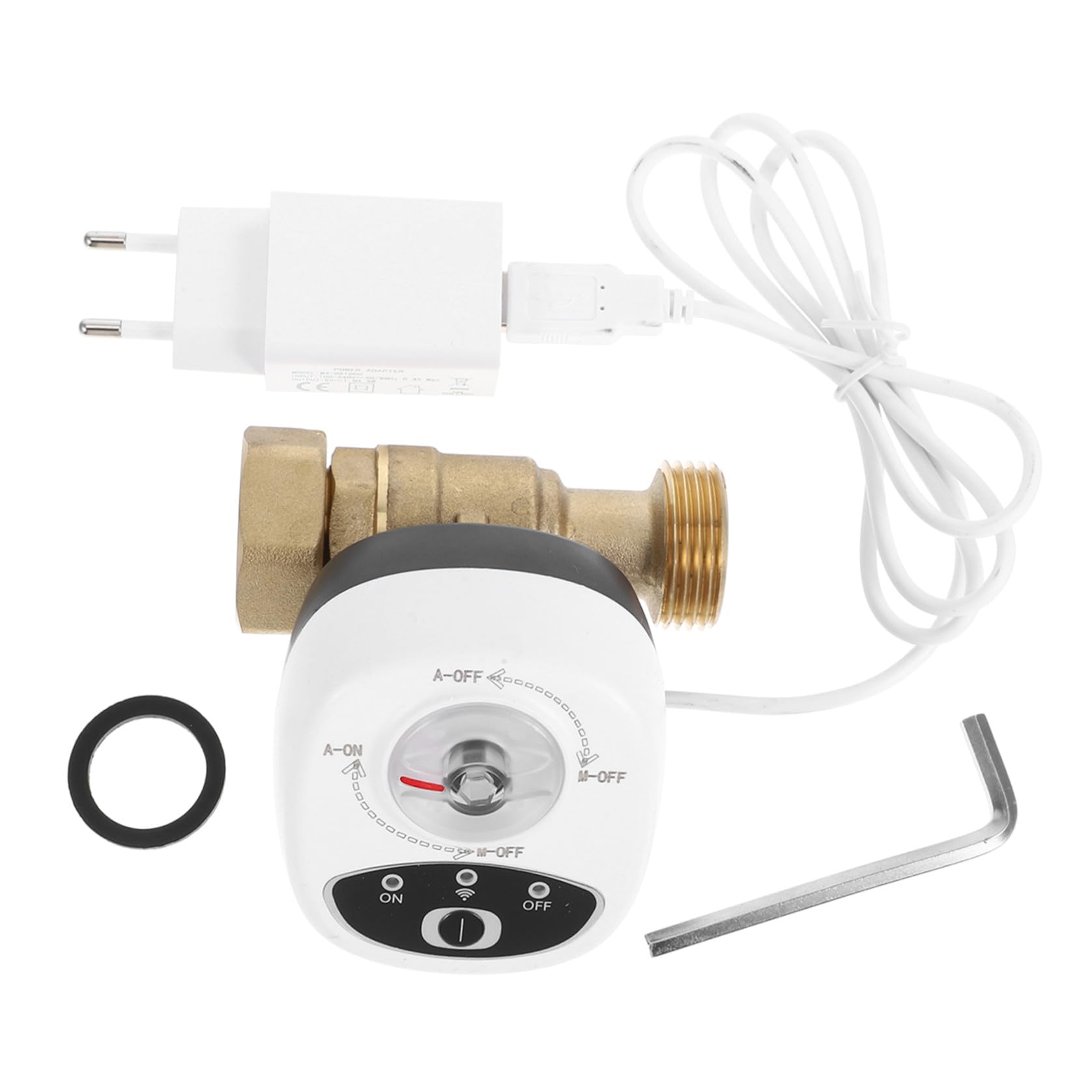 POPETPOP Válvula de Agua Inteligente Wifi Válvula de Cierre Automática con Temporizador y Alarma Fácil de Instalar en Material PC y Abs para Control del Agua en Sistemas de Riego