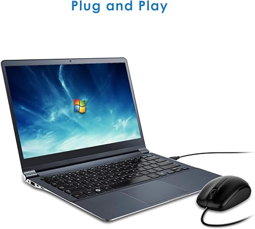 Miniatura 6 de JETech - Mouse óptico con cable con terminal USB y 3 botones (en color negro) - 0776