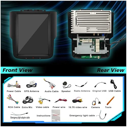 Miniatura 6 de CUSP Radio de coche de 10.4 pulgadas estéreo de repuesto GPS para Dodge Ram 1500 2500 3500 2013 a 2018, navegación GPS Android PX6 4G+64G unidad