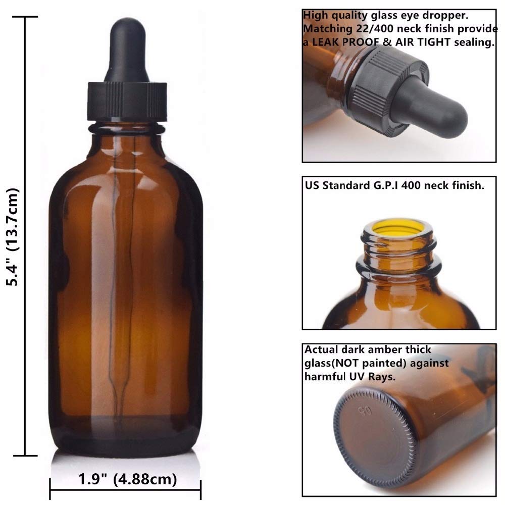 Generisch X-BAOFU 6 stücke 120 ml Faller Flasche leer Bernstein Glas Pipette for ätherische öle Organ Labor chemikalien spendung e flüssigkeit aromatherapie 4oz