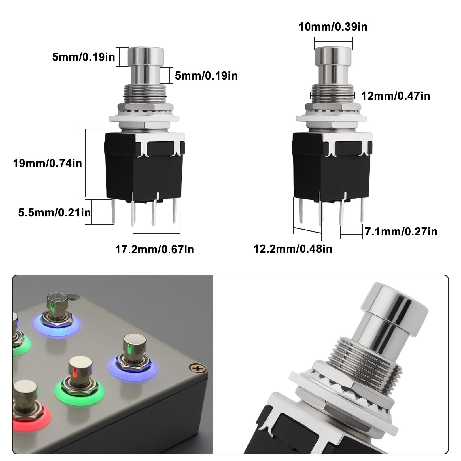 ECSiNG 2pcs 6Pin Electric Guitar Effect Pedal Switches PBS-24-202P Bypass ON/ON DPDT Latching Stomp Foot Switch AC 250V/2A 125V/4A - Image 3