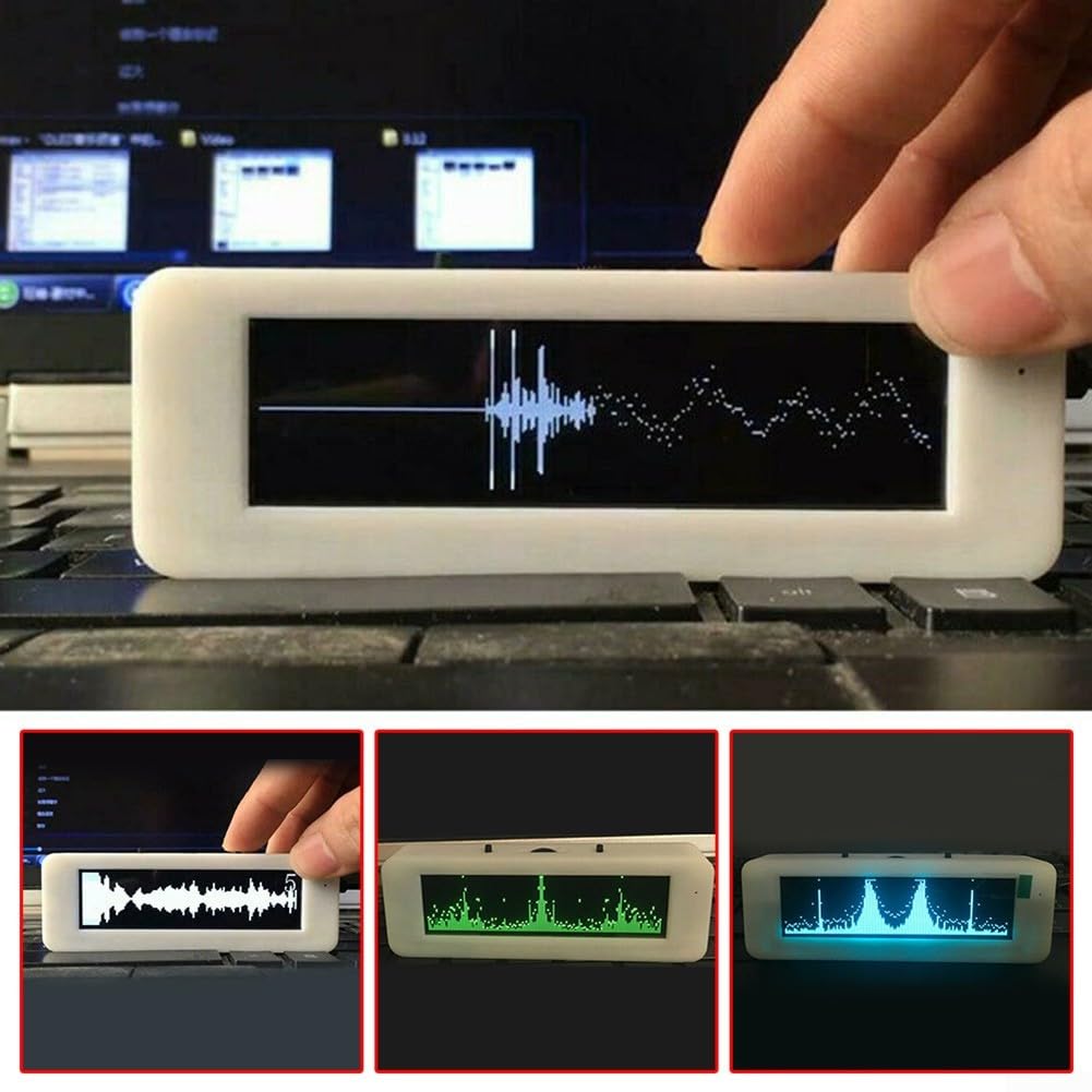 Feegow Audio-Spektrum-Analysator, Audio-Pegelanzeige, VU-Meter, 7,9 cm LED-Bildschirm mit 8 Effekten, Frequenzbereich 20 Hz bis 20 kHz (blau)