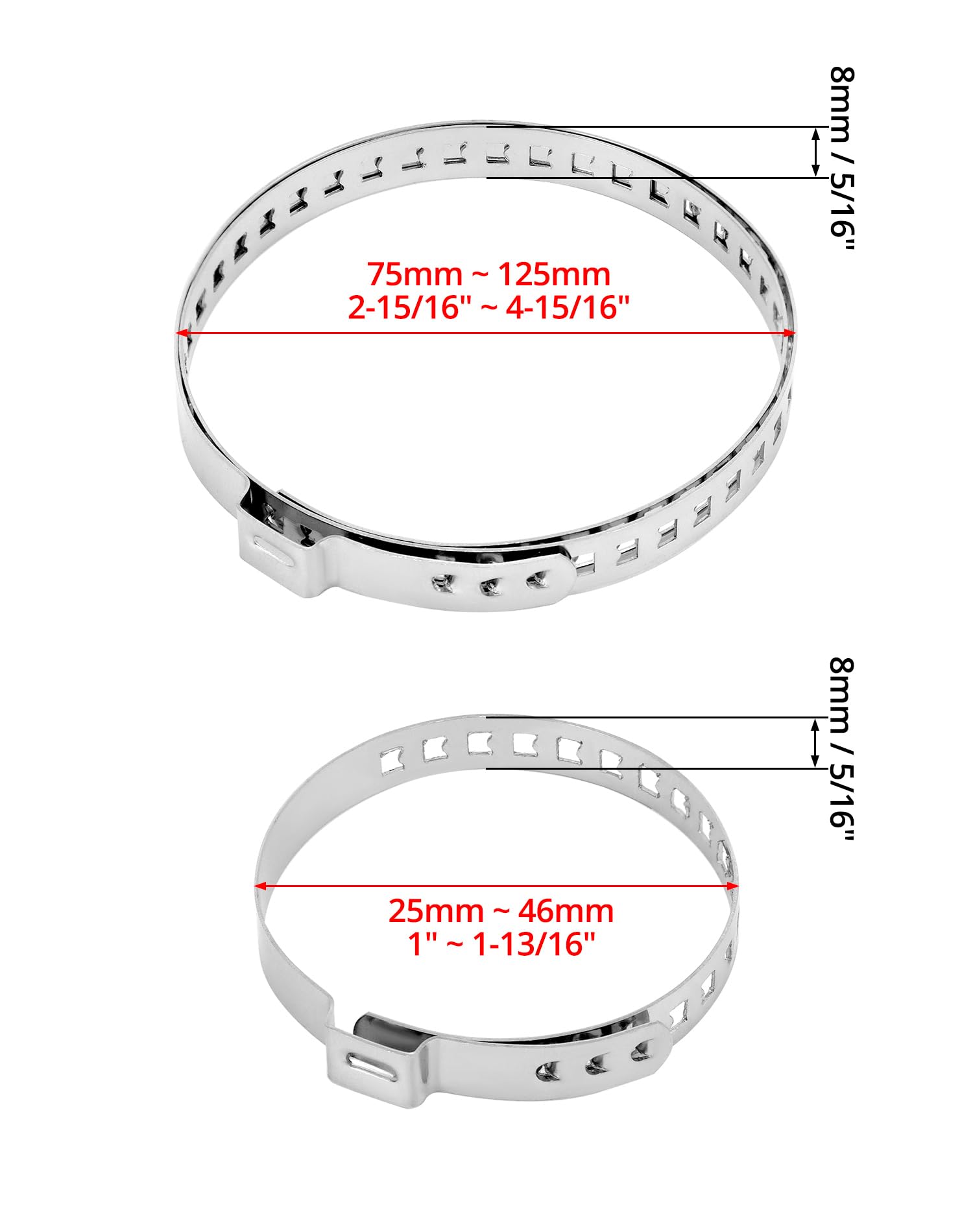 QWORK® 16 sztuk uniwersalnych zacisków do osłony osi - stal nierdzewna - 25 do 46 mm i 75 do 125 mm