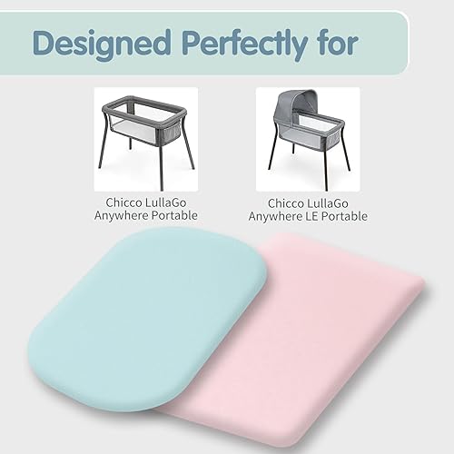 Miniatura 5 de MEILA Sábanas ajustables de moisés compatibles con Chicco LullaGo Anywhere Portable  LE Moisés, 100% algodón jersey junto a la sábana de moisés para