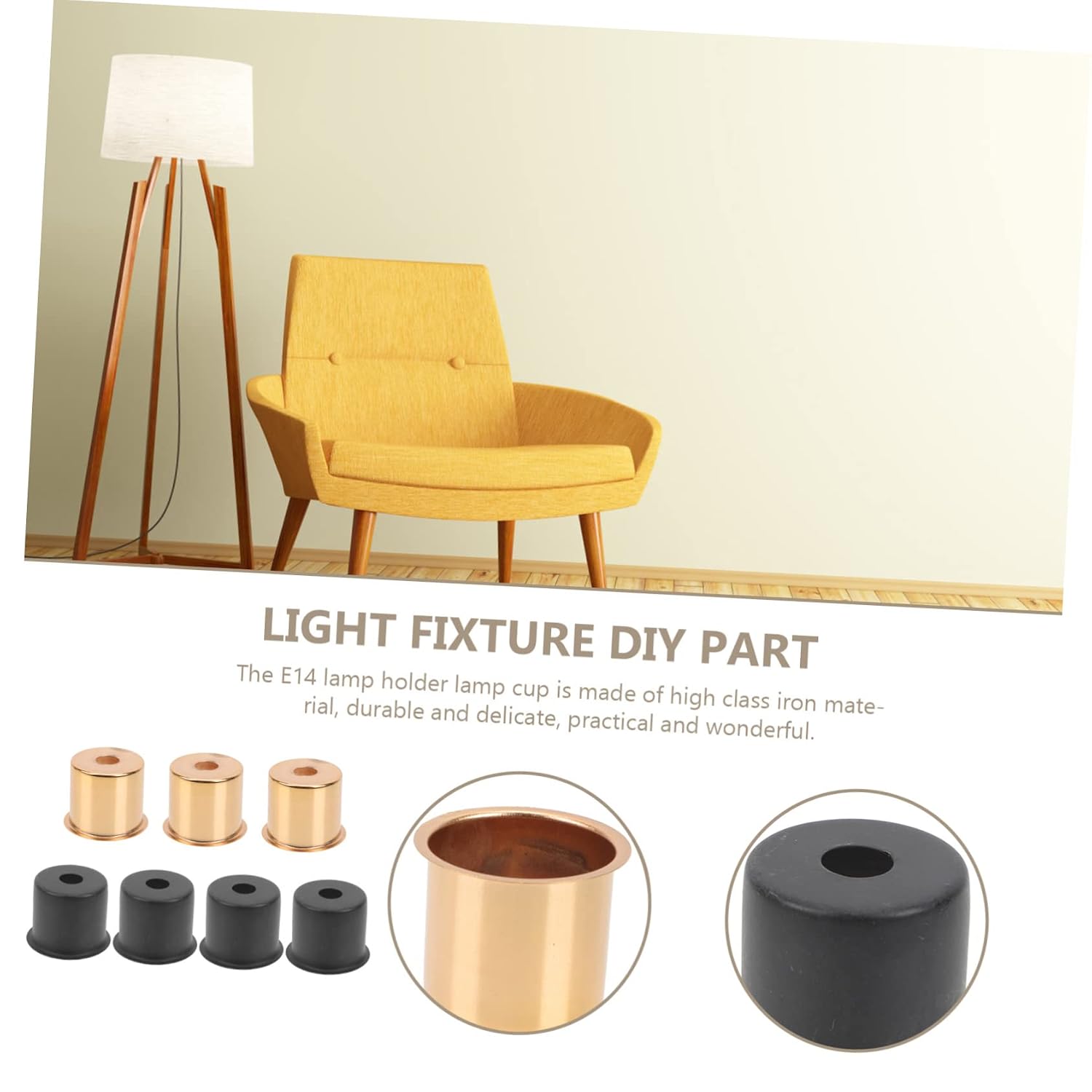 balacoo 14pcs Screw Lamp Holders Lamp Holder Cups for Floor Table Pendant and Wall Easy Installation Design Electroplated