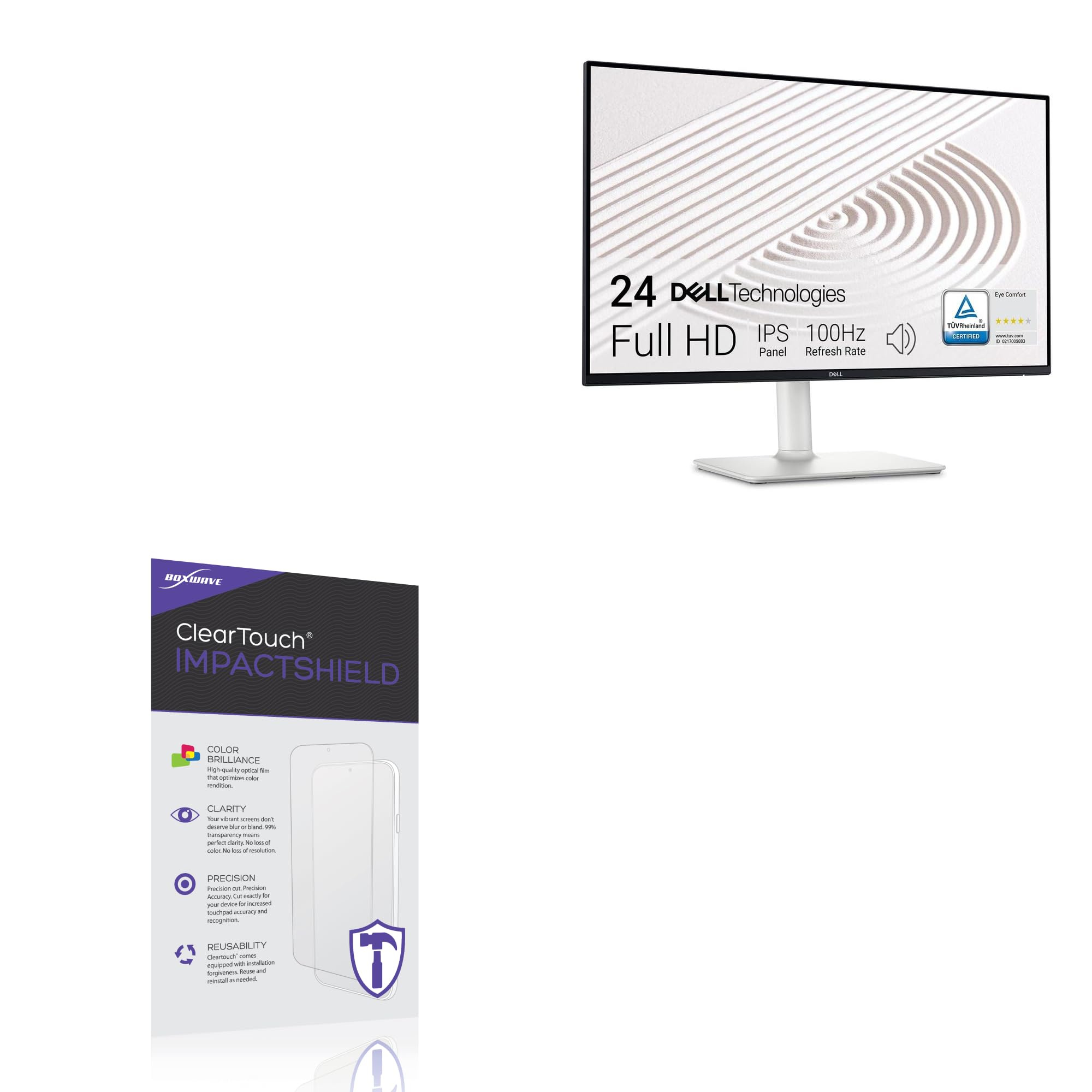 BoxWave Screen Protector Compatible With Dell S2425HS Monitor - ClearTouch ImpactShield (2-Pack), Impenetrable Screen Protector Flexible Film