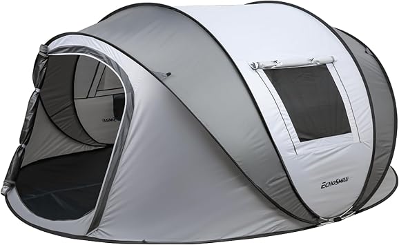 EchoSmile Pop Up Camping Tent, 2/4/6 Person Easy Setup Tent, Water Resistant Dome, Portable with Carry Bag