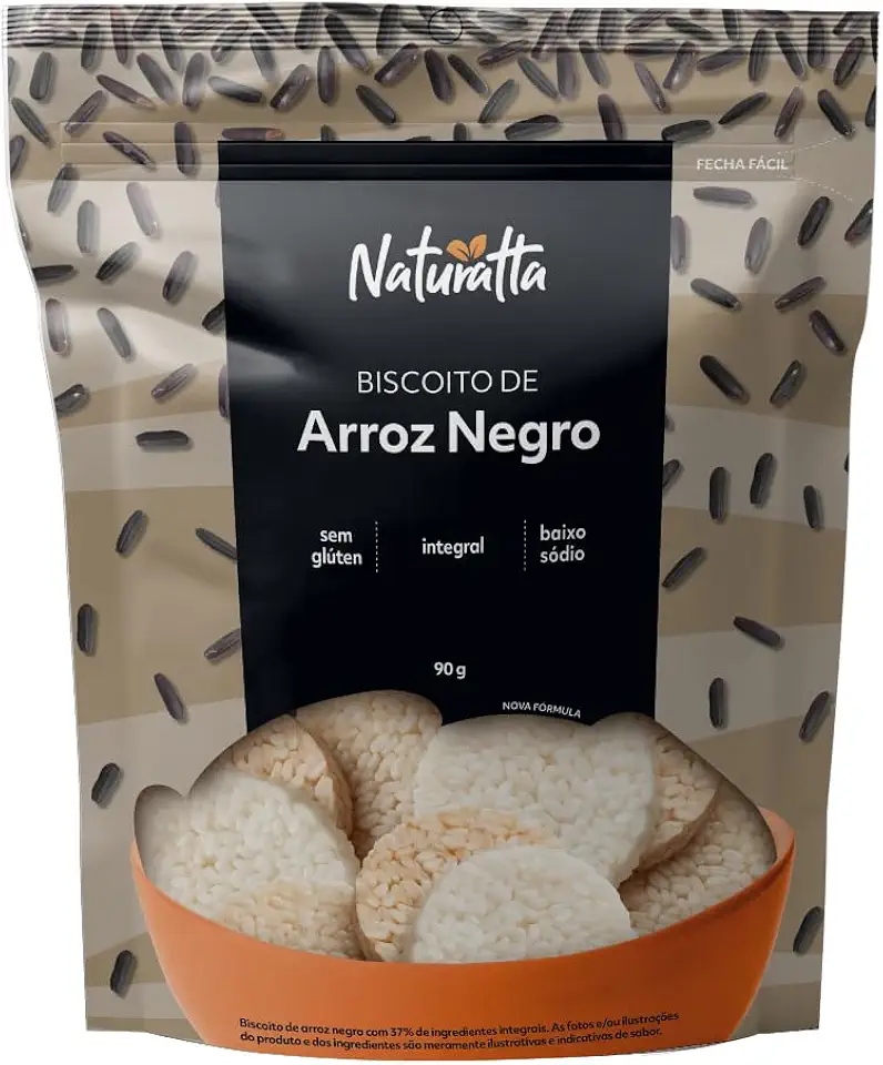 Biscoito de Arroz Negro Sem Glúten Naturatta 90G