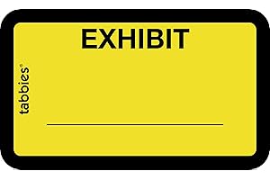 Tabbies Legal Exhibit Labels 1-5/8" x 1" Yellow Printed "Exhibit" 252 Labels/Pack