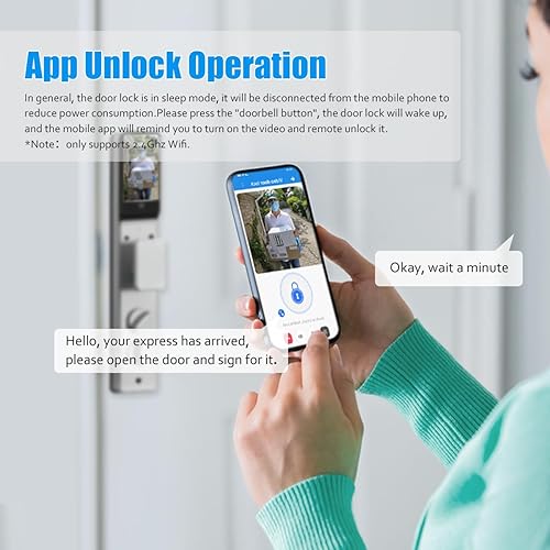 Miniatura 6 de Sophies Cerradura de puerta inteligente con cámara, cerraduras inteligentes Wi-Fi totalmente automáticas con reconocimiento facial 3D, cerradura de