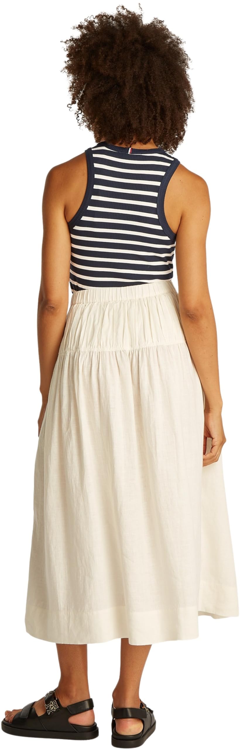 Tommy Hilfiger Damen Top Slim Rib Tank Top mit Stretch, Mehrfarbig (Dark Night Navy/Ecru STP), XXL – Ansicht 2