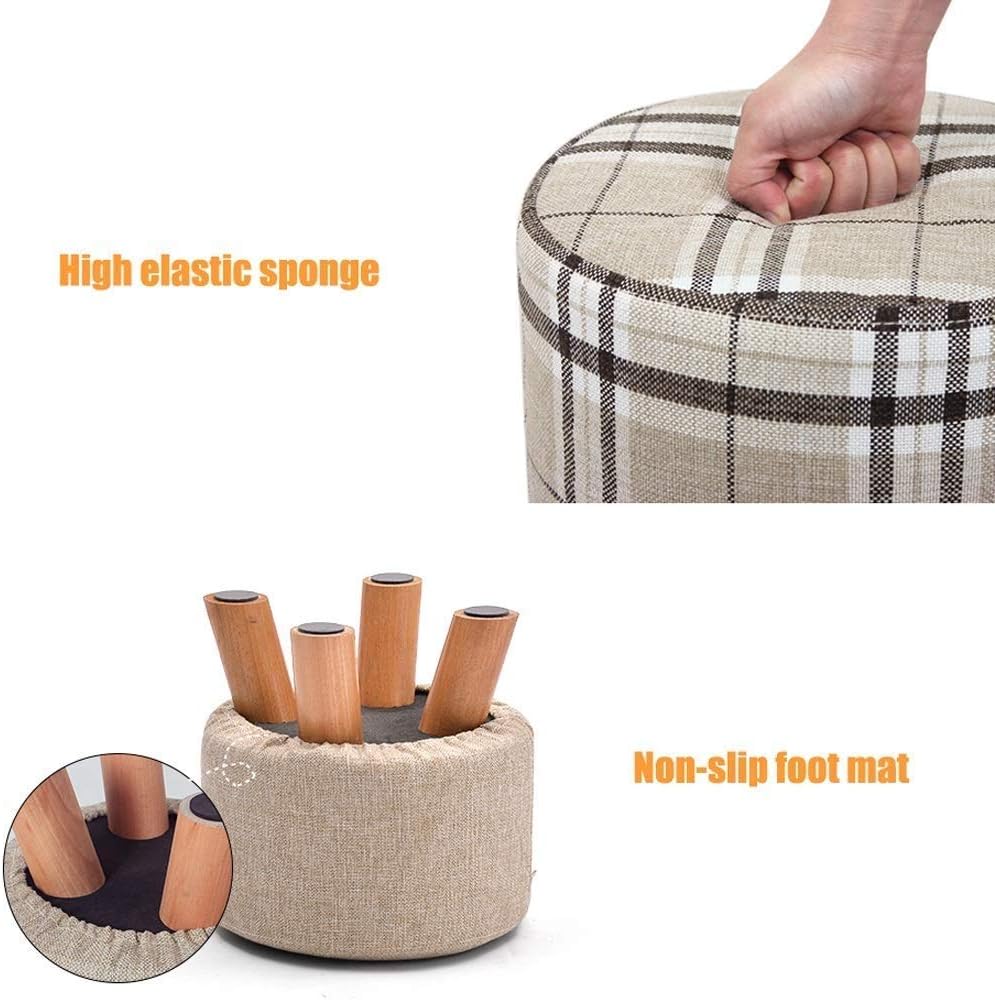 Footstool Change Shoe Bench Round Simple Solid Wooden Legs Upholstered Seating Chair Foot Stools Home Wood Stool Multi-Function (Color : Candy)