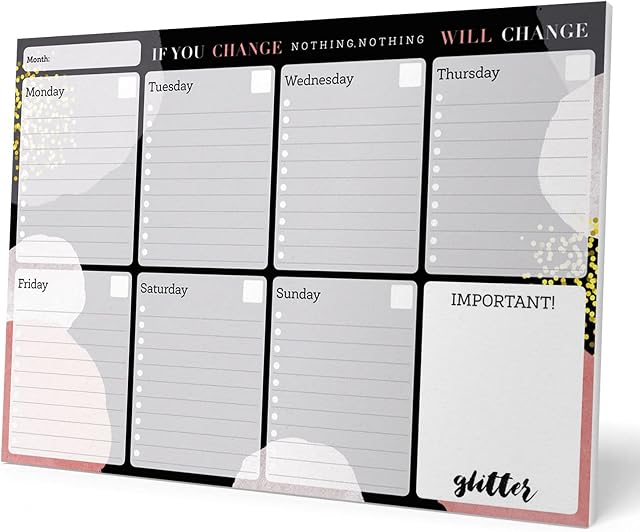 Official Glitter Weekly Planner A4 - Glitter Calendar - Family Calendar - 54 Tear Off Pages - Desk Calendar - Desk Planner 2022 - Girls Gifts - Friends Gifts