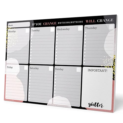 Grupo Erik Glitter Weekly Planner A4 | Glitter Calendar | Family Calendar | 54 Tear Off Pages | Desk Calendar | Organiser Planner | Girls Gifts | Friends Gifts