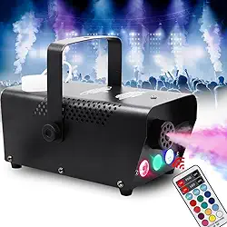 ATDAWN Máquina de neblina com luzes, controle remoto sem fio, máquina de fumaça com luzes de 7 cores para efeito de festa de palco, evento especial de casamento de Halloween