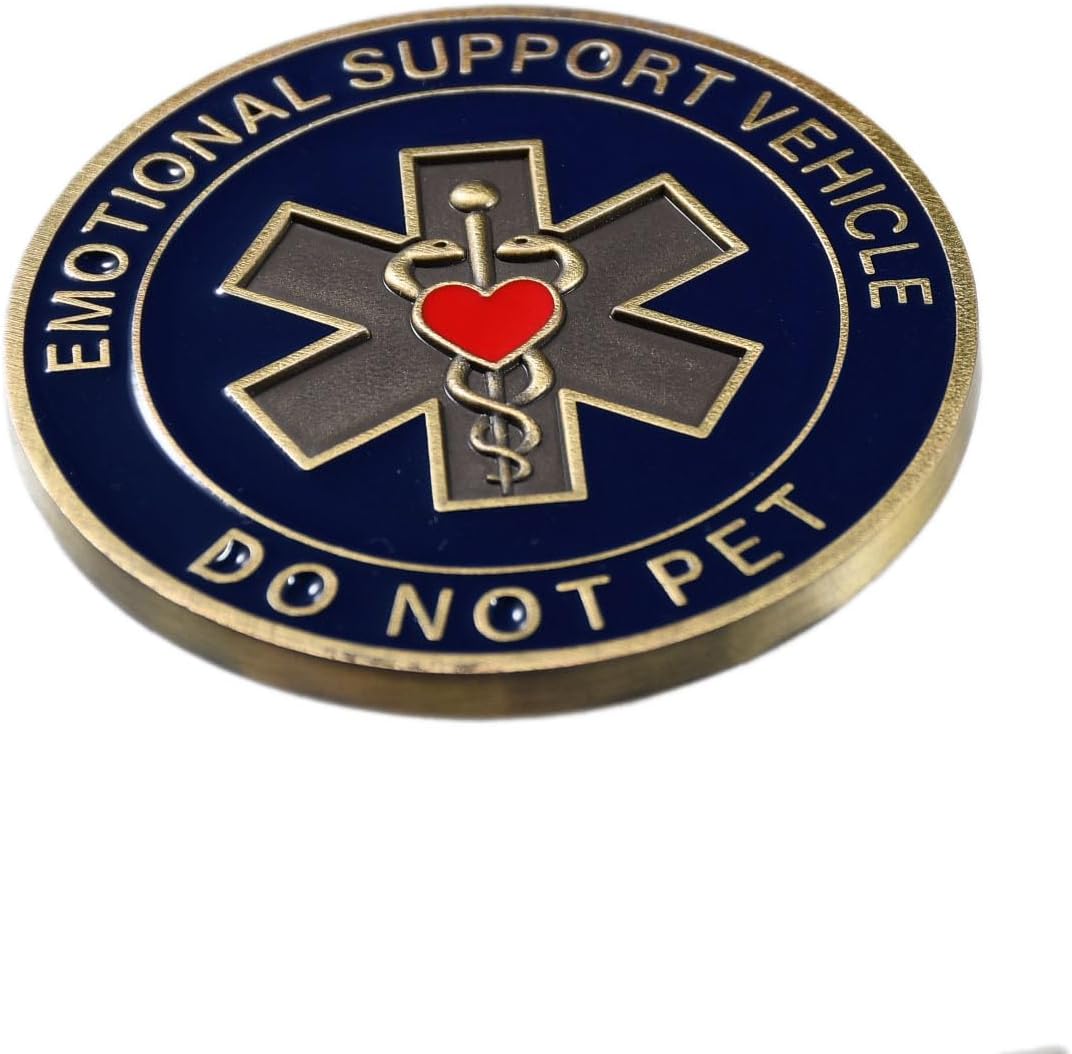 Emotional Support Vehicle 3D Metal Car Emblem - 60mm Funny Do Not Pet Car Badge - Premium Zinc Alloy Decal for Jeeps, Pickups, Cars, Trucks, SUVs
