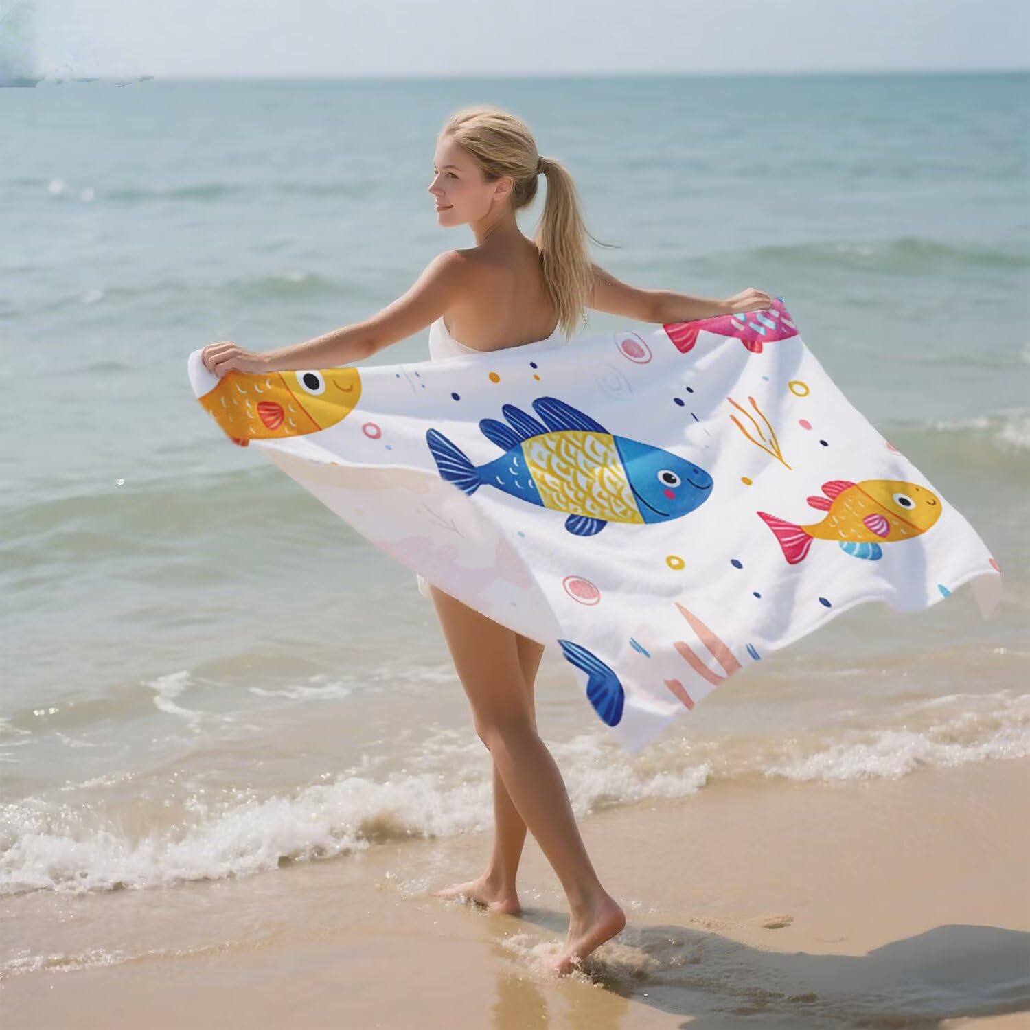 Telo Mare Microfibra Grande 150x200 Colore Pescare Antisabbia Asciugatura Rapida Telo Mare, Leggero Asciugamano Sportivo, Donna Uomo Portatile Coperta da Spiaggia, Perfetto per Viaggi, Campeggio a-184