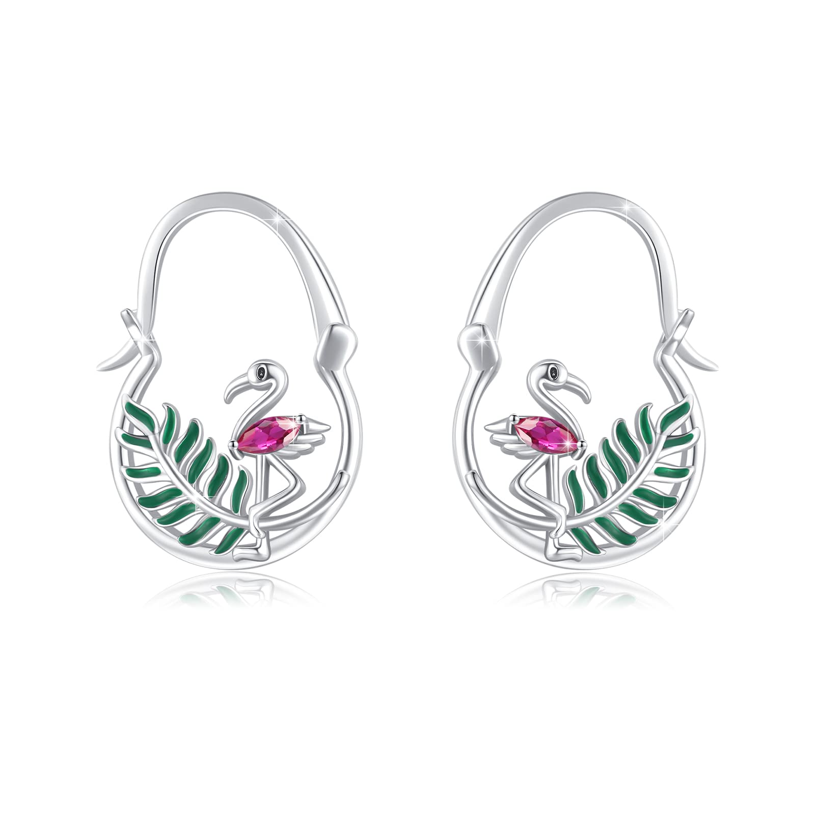 Pendientes de flamenco pulidos en plata de ley 925 con pavé de circones 8