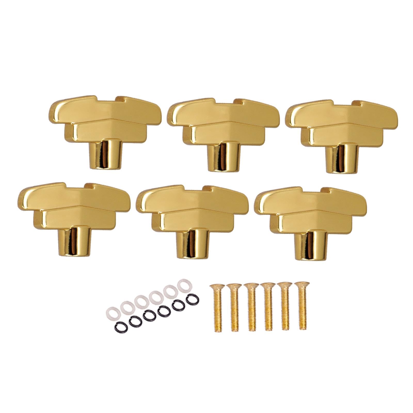 6 Pieces Guitar Peg Button Tuner Machine Heads Guitar Parts Replaces Knobs Tuning Keys for Classic Folk Guitar Accessory, Golden