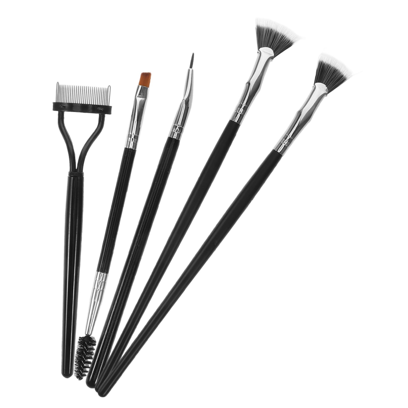 Healeved 5pc Set Eye Makeup Brush Lash Fan Mascara Brush Lash Comb Separator Upper Lower Eyelash Tool