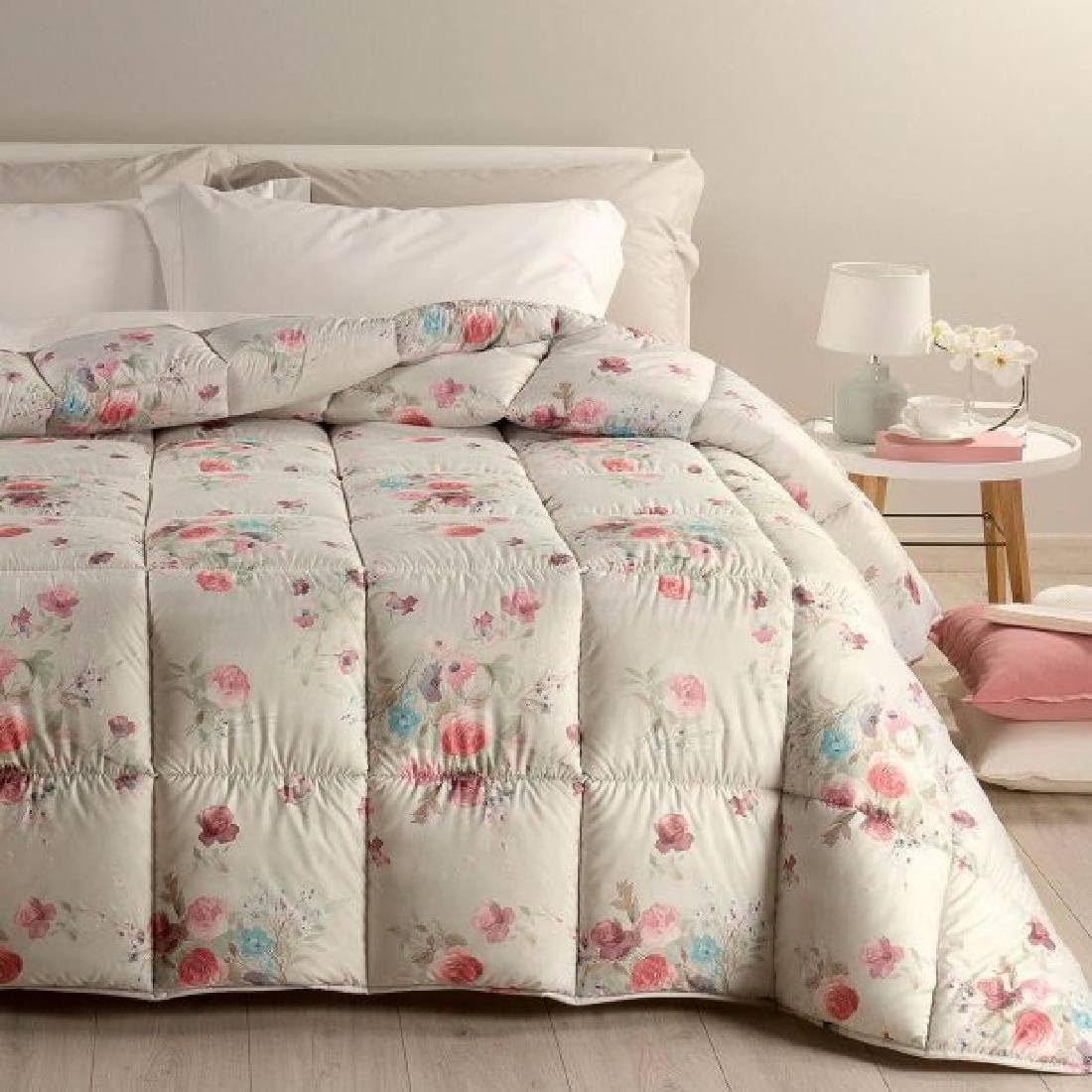 Caleffi Flora Trapunta In Microfibra Per Letto Piazza E Mezza - Morbida, Imbottita, Anallergica, Colore Rosa, 100% Poliestere, Calda E Leggera - 2