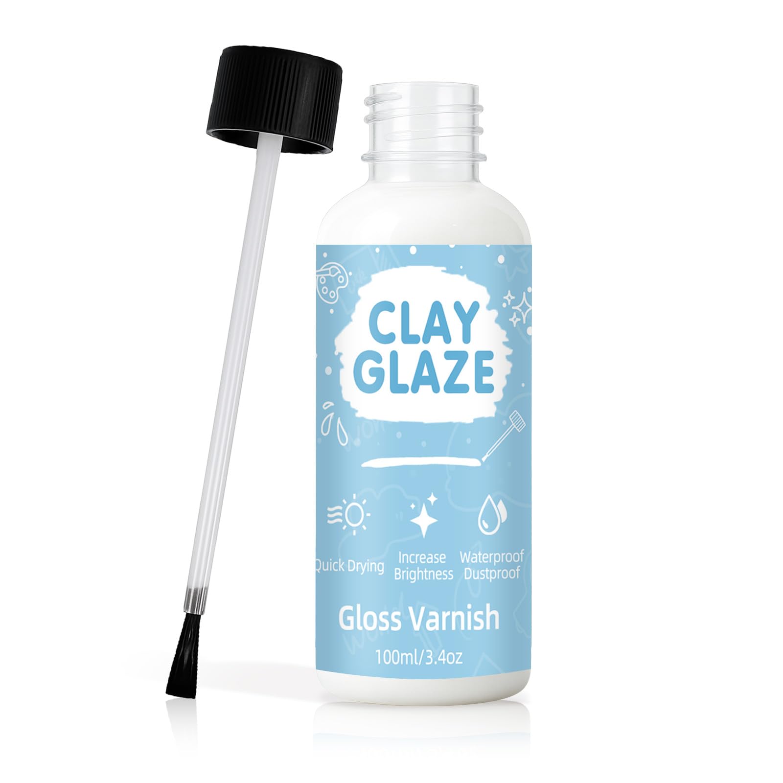 Aarovibe Air Dry Clay Glaze, Clay Varnish to Help Prevent Cracking, Scratches & Wear, Enhances Gloss, for Ceramics, Oil Paintings, Wood & Polymer Clay (100ml)