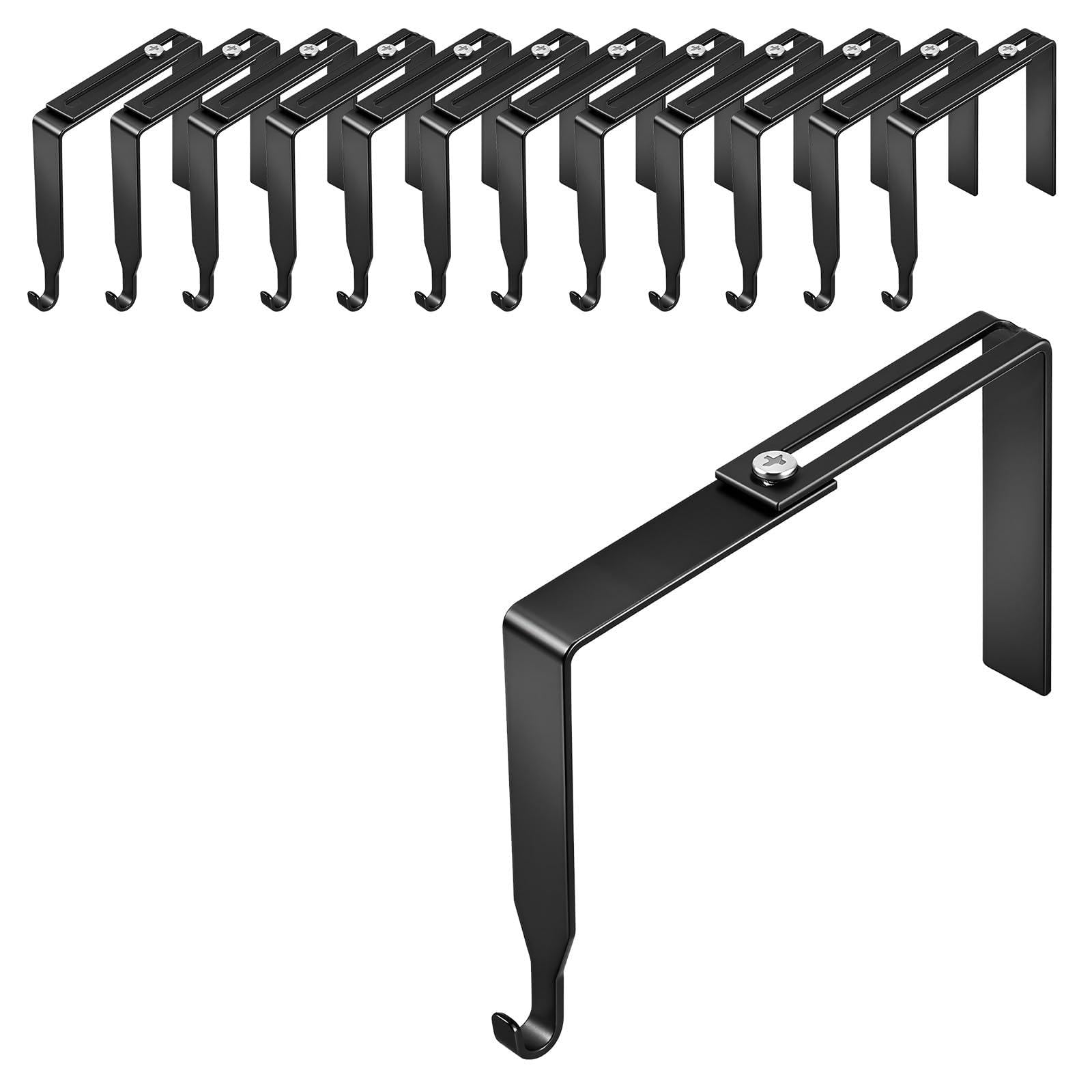 Verstellbare Schrankhaken 12 Stück – Kleiderhaken ohne Bohren für Türen, Schränke & Wände | Universeller Aufhänger Set aus Metall inkl. Für Lichterketten im Außenbereich, Betonwänden, Ziegeln