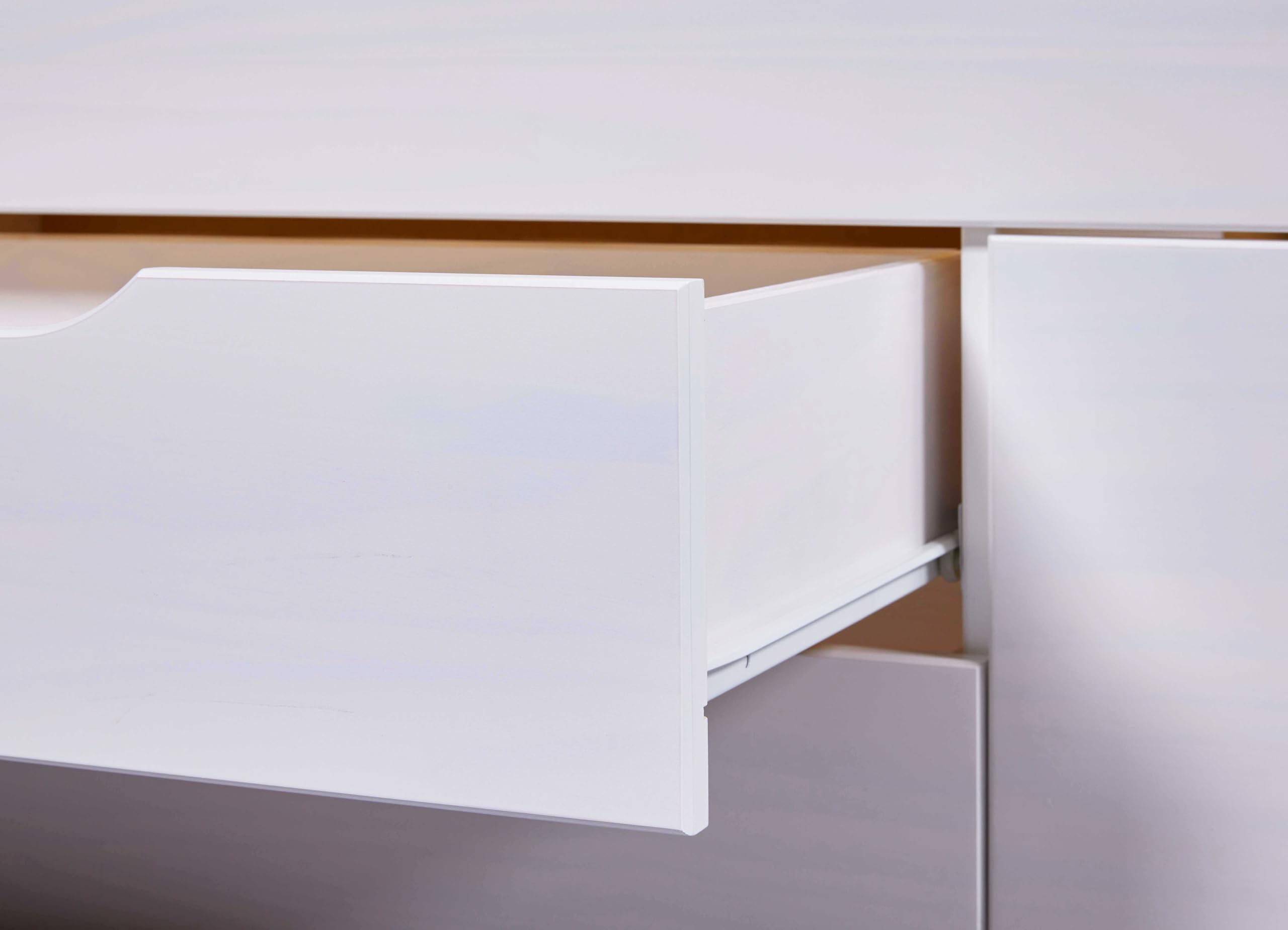 Inter Link - Bett mit Schubladen - Doppelbett 180x200 cm – Kojenbett mit Stauraum – Kiefer massivholz – 4 Schubladen und 2 Schubkasten – Inkl Lattenrost – Weiß lackiert – Efetivo 180x200cm