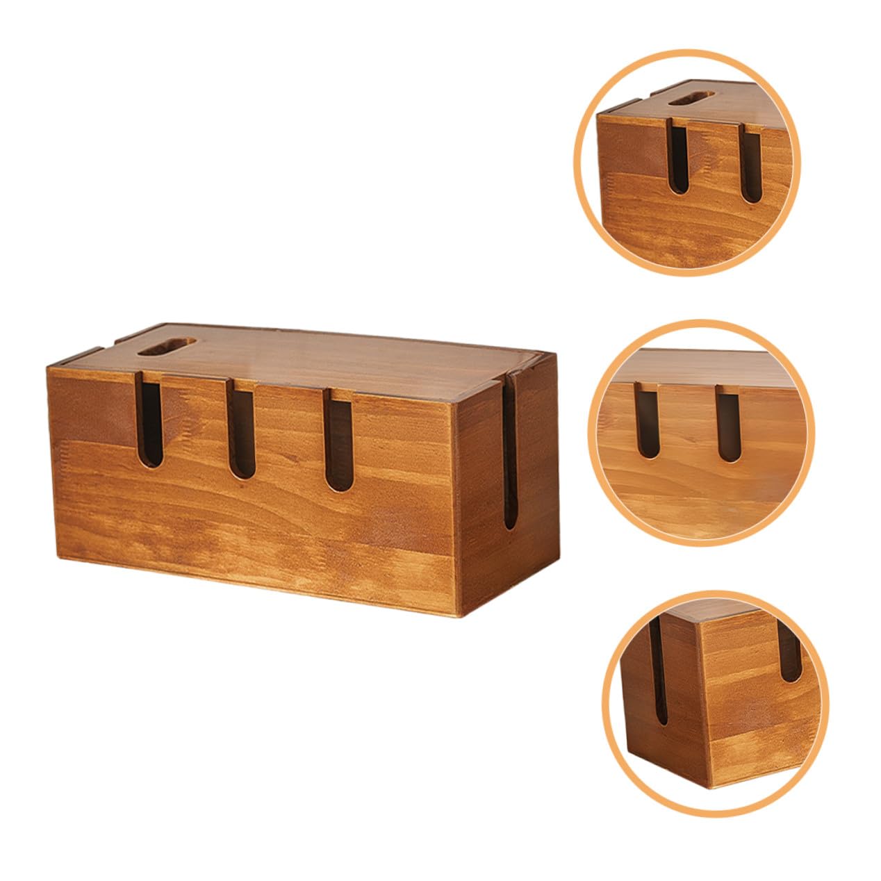 Caja Ocultador De Cables De Madera Sólida 12x5.5x5.3 Pulgadas para Oficina Hogar Aulas Seguridad Antidescargas