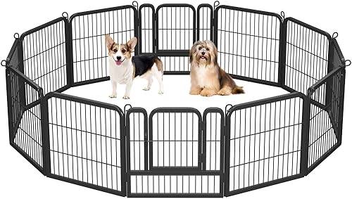 Miniatura 20 de Yaheetech - Corralito para perros, para uso en exteriores e interiores, valla de metal resistente para mascotas, corral para ejercicio, casas