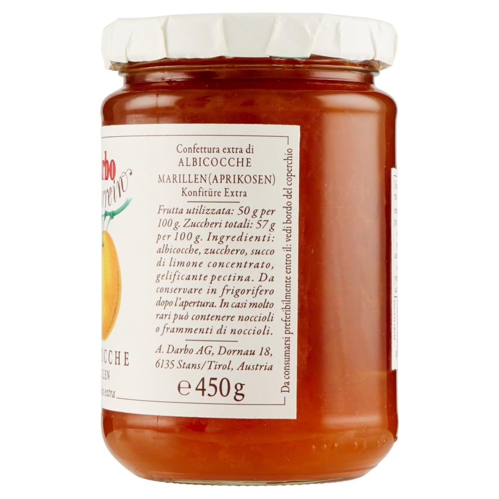 12er-Pack Darbo Marmelade Confettura Naturrein Albicocche,Aprikosenkonfitüre,450g Glas + 1er-Pack Kostenlos Yoga Eistee Pfirsich 330ml Dose