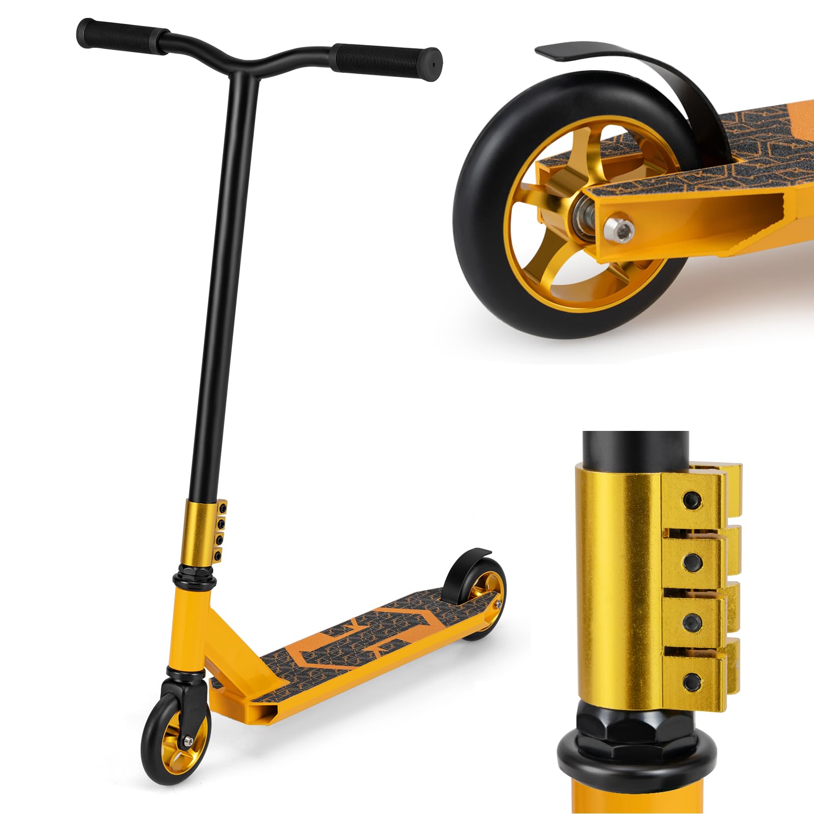 GYMAX Pro Stunt Scooter for Kids and Teens - Lightweight Freestyle With PU Wheels & Aluminum Deck, 360° Spin Handlebar for Ages 10+