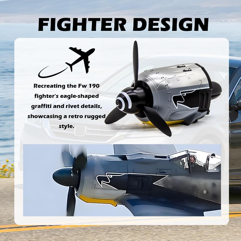Fw-190 WW2 Planes Car Vent Decor,Creative Air Vent Clips Fit for Horizontal/Vertical Air Vents,Fw-190 Fighter Car Airs Freshener with Rotating Propeller as Cool Gifts for Men (Fw 190 Fighter Plane) image 3