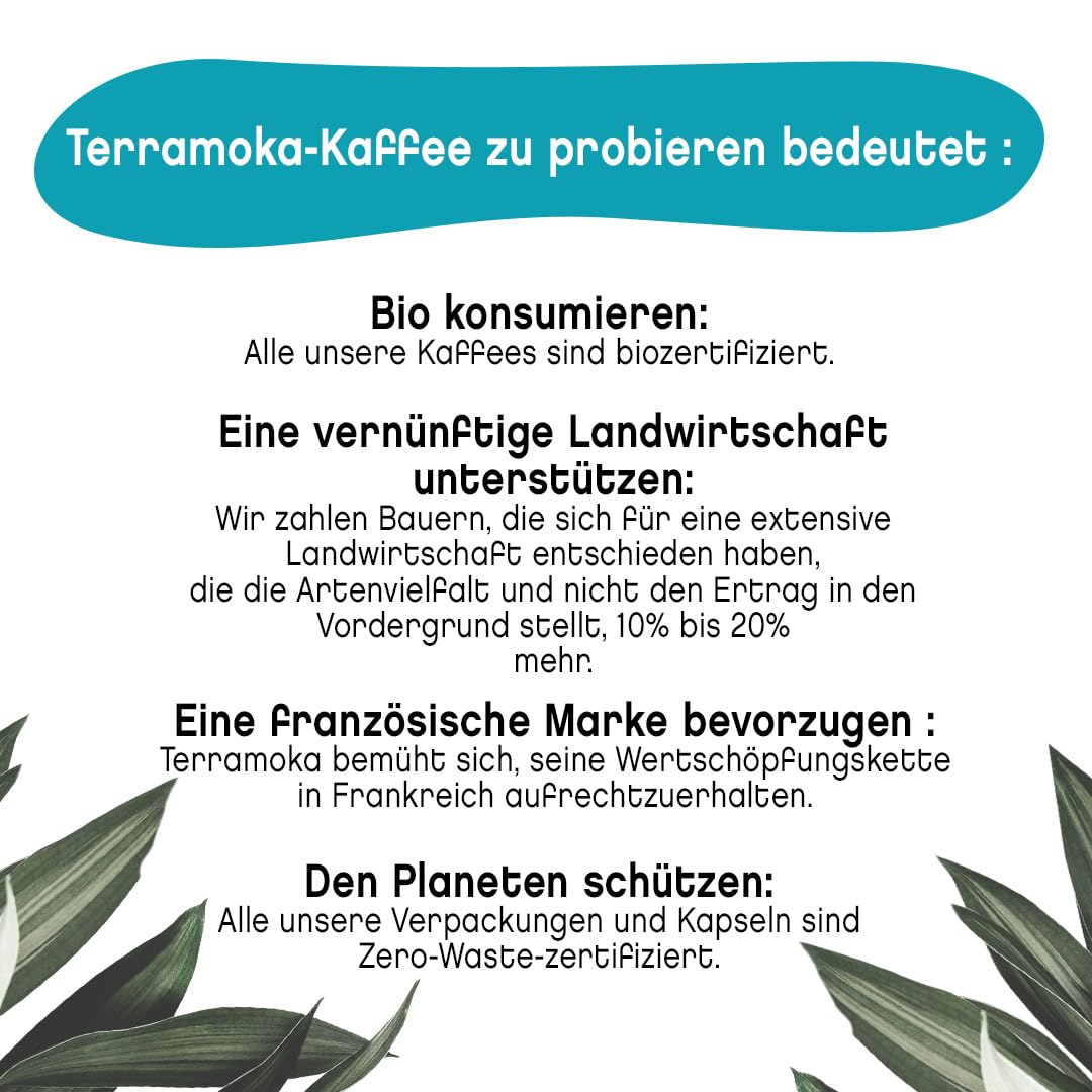 TERRAMOKA - Exzellenter entkoffeinierter Bio-Kaffee - 100% reiner Arabica aus Peru - Original und elegant - 60 Kapseln Kompatibel Zero Waste - Mister Nelson - Frankreich