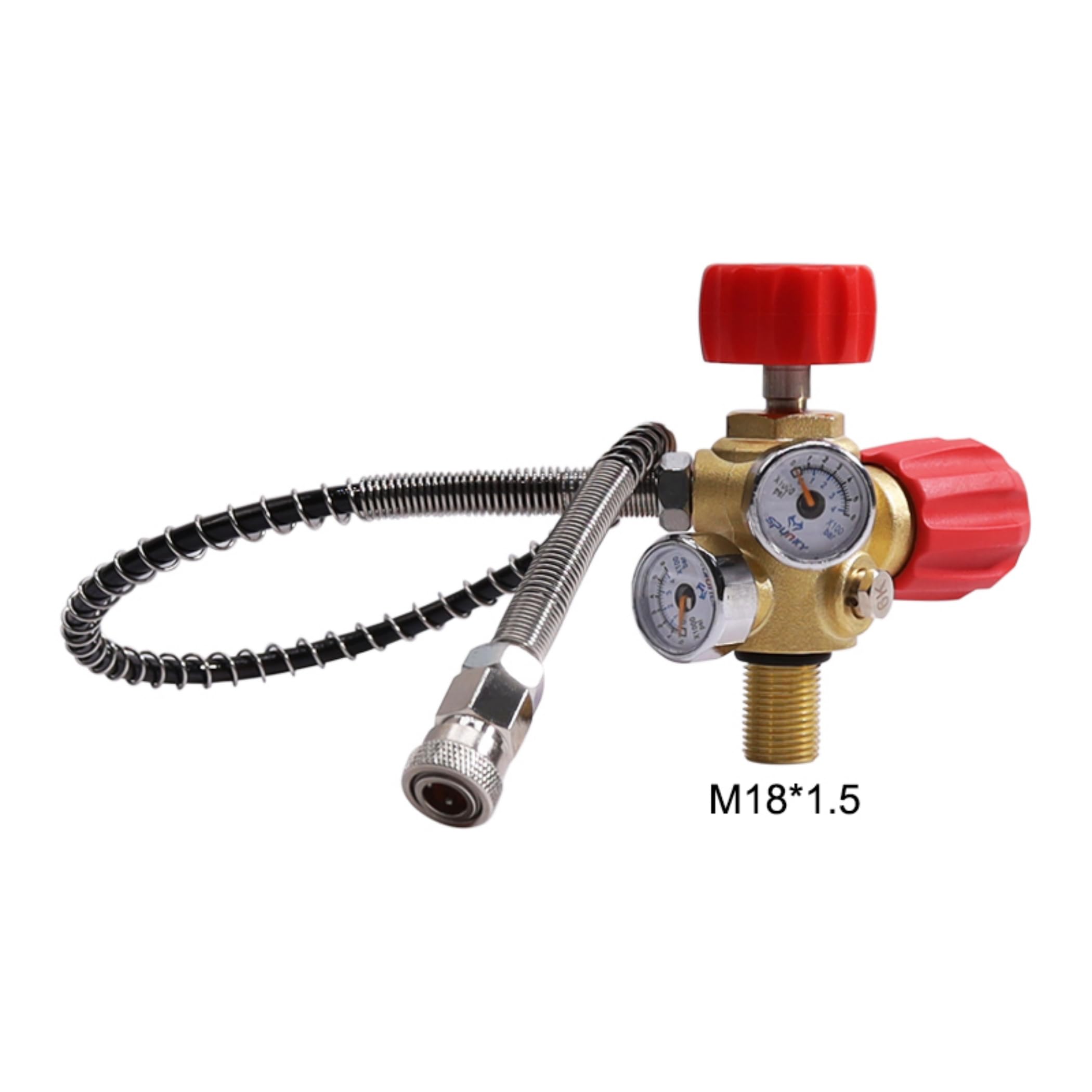TUXING Valvola DIN Scuba Adattatore M18 × 1,5, Paintball Scuba Stazione di riempimento per serbatoio HPA/PCP Air Tank con manometro ad alta pressione 4500 psi PCP Paintball Riempimento tubo dell'aria