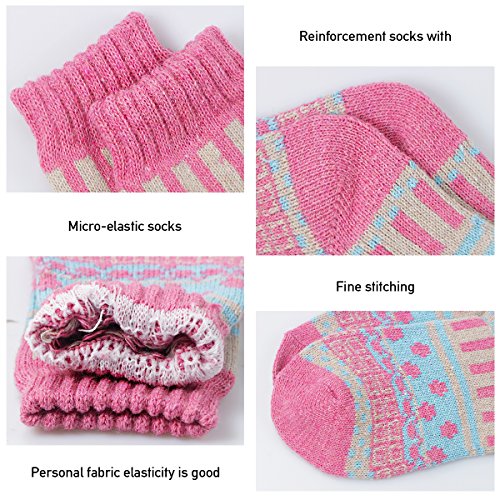 Image of Winter Women Socks 5 Pairs Vintage Wool Casual Thermal Crew Socks