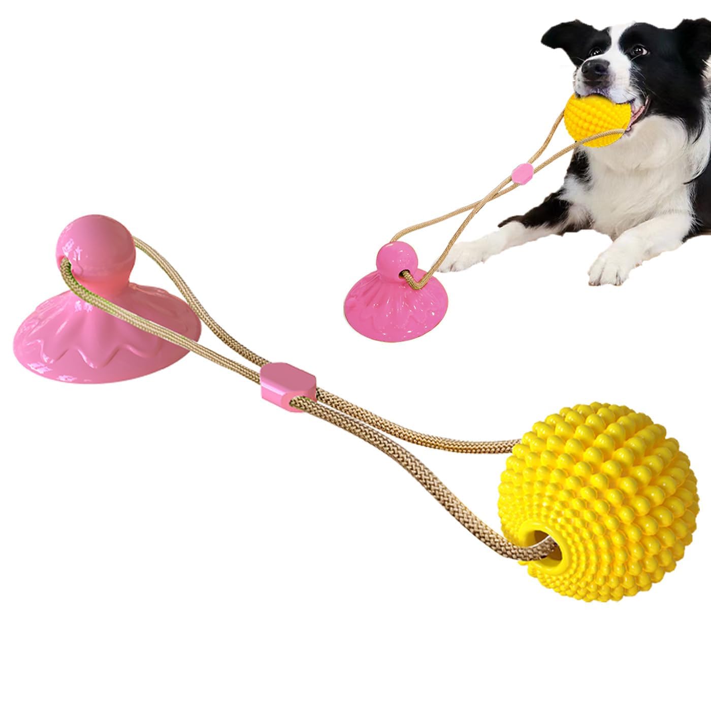 KITIVIALA Corn Ball Chew Toys for Aggressive chewers, Interactive Suction Cup Dog Tug of War Toys, Teething Rope Toys for Dog Boredom, Enrichment