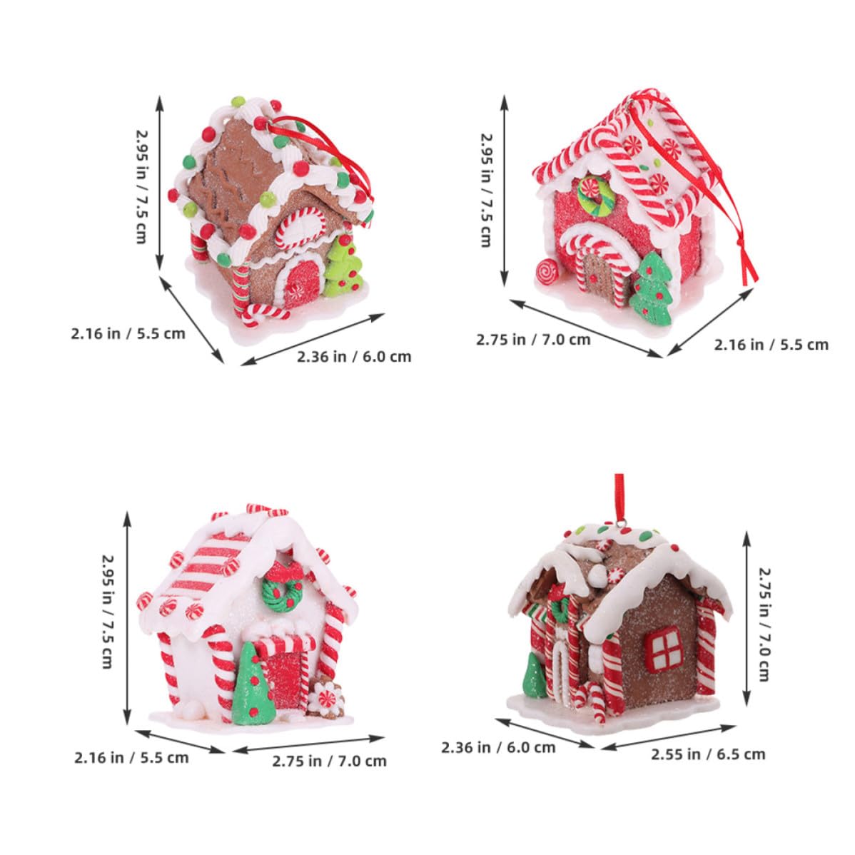 Toyvian 4 Piezas Navideña Adorno para Jengibre Casa Colgante de Árbol de