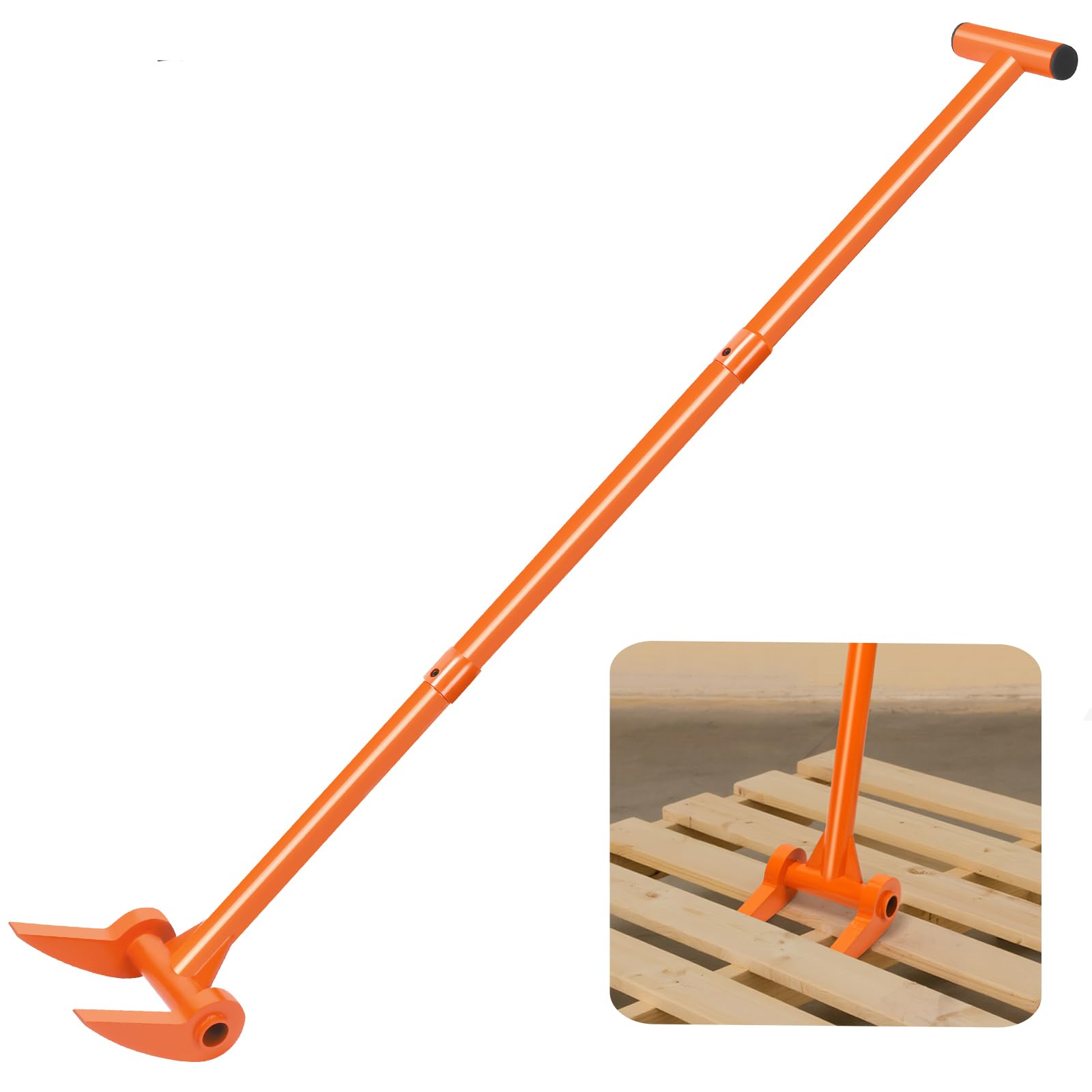Photo 1 of AugFir 48" Pallet Buster, 110 Degree Decking Pry Bar, Heavy Duty Carbon Steel Deck Board Removal Tool for Deck, Pallet, Standing Hardwood Board Demolition Without Lower Back Pain & Knee Pain (Orange)